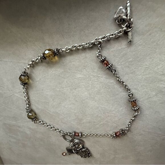 Brighton Heart Charm Bracelet Beaded Double Strand Toggle Clasp 8” - Picture 9 of 17